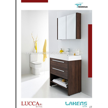 Cheap Price Bathroom Vanity Dark Walnut Melamine Coated Mdf Door and Carcass with Mirror Wall Cabinet